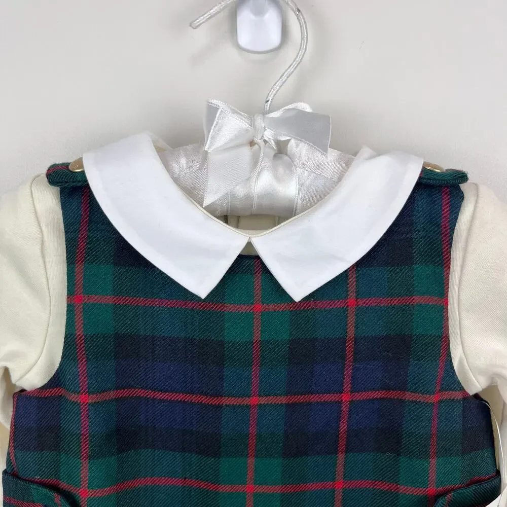 Ralph Lauren Cotton Bodysuit & Plaid Overall Set 6-9 Months NWT